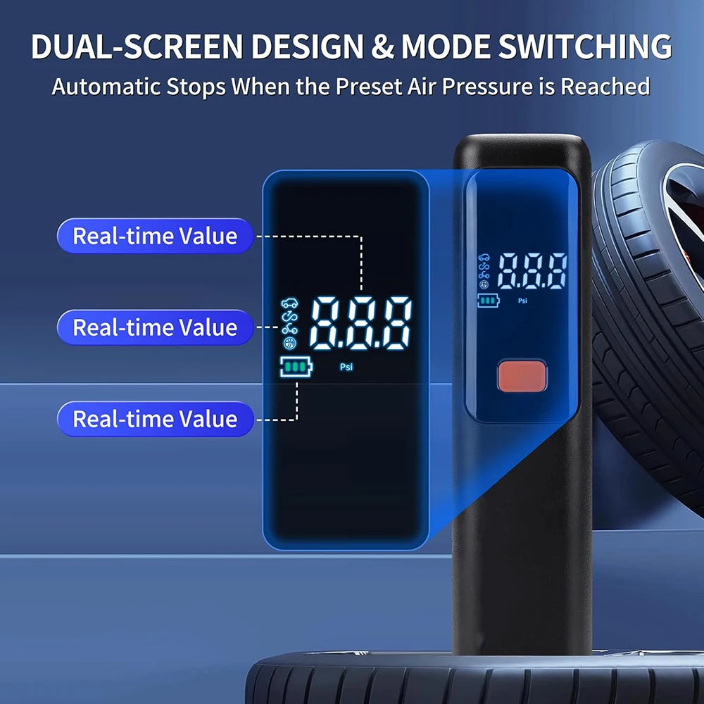 New Portable Car Air Compressor 3X Faster 150PSI Cordless Tire Inflator Pump with Digital Gauge for Car Motorcycle Bike Air Pump
