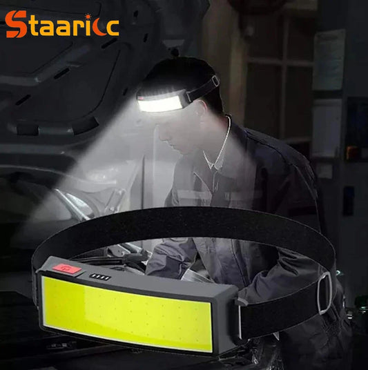 Powerful COB LED Headlamp Type-c Rechargeable Head Flashlight Built-in Battery Outdoor Fishing Camping Lantern Waterproof Torch