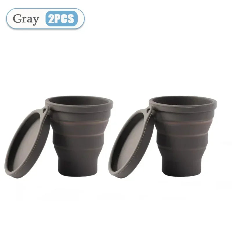 1-10PCS 180ML  Silicone Collapsible Water Cup Outdoor Camping Travel Portable Foldable Lid Coffee Cup Sports Hiking Accessories