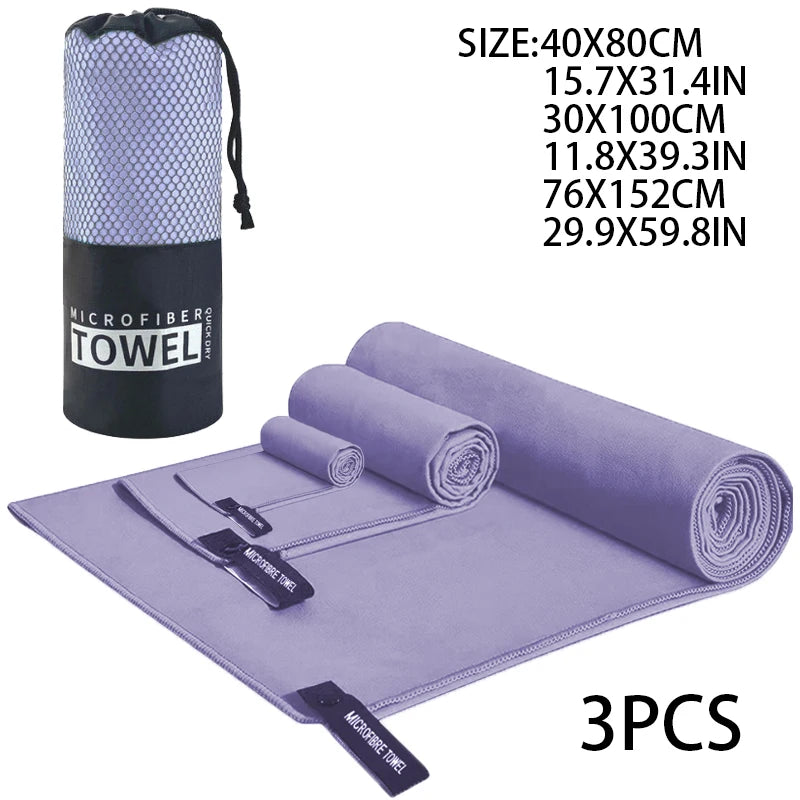 3 Pcs Microfiber Towel Sports Quick-Drying Super Absorbent Camping Towel Super Soft Lightweight Gym Swimming Yoga Beach Towel