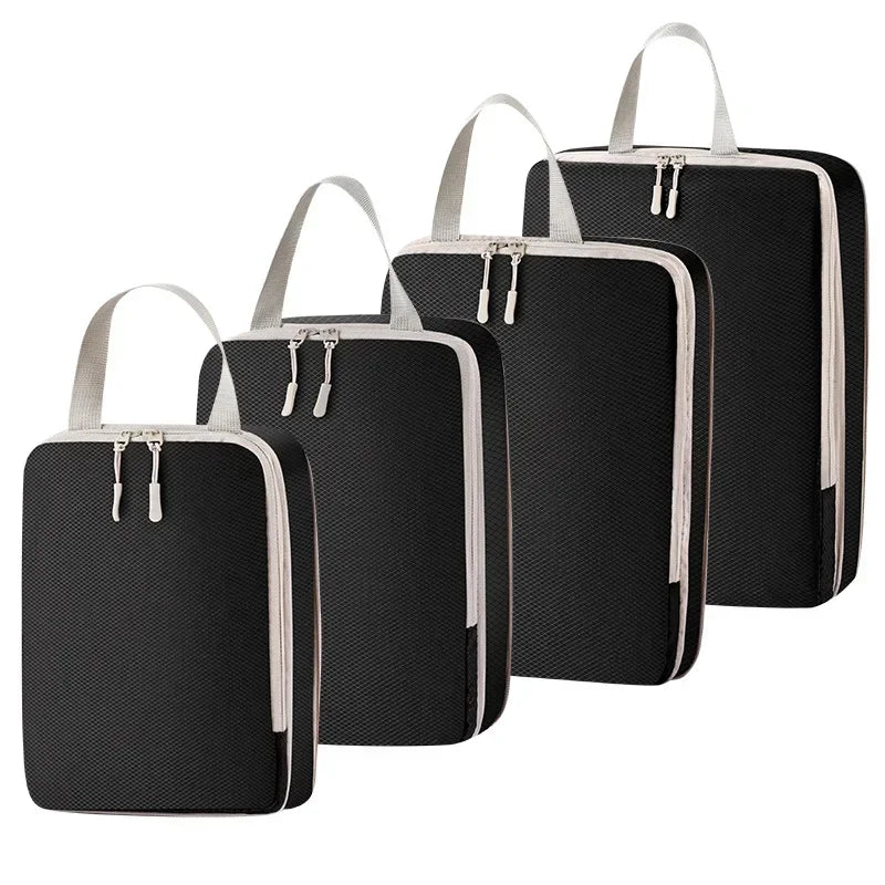 4Pcs/set Compression Packing Cubes Set for Suitcase Expandable Travel Luggage Storage Bags Travel Accessories Organizers