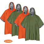 Emergency Rain Poncho 4-Pack | Thermal Mylar
