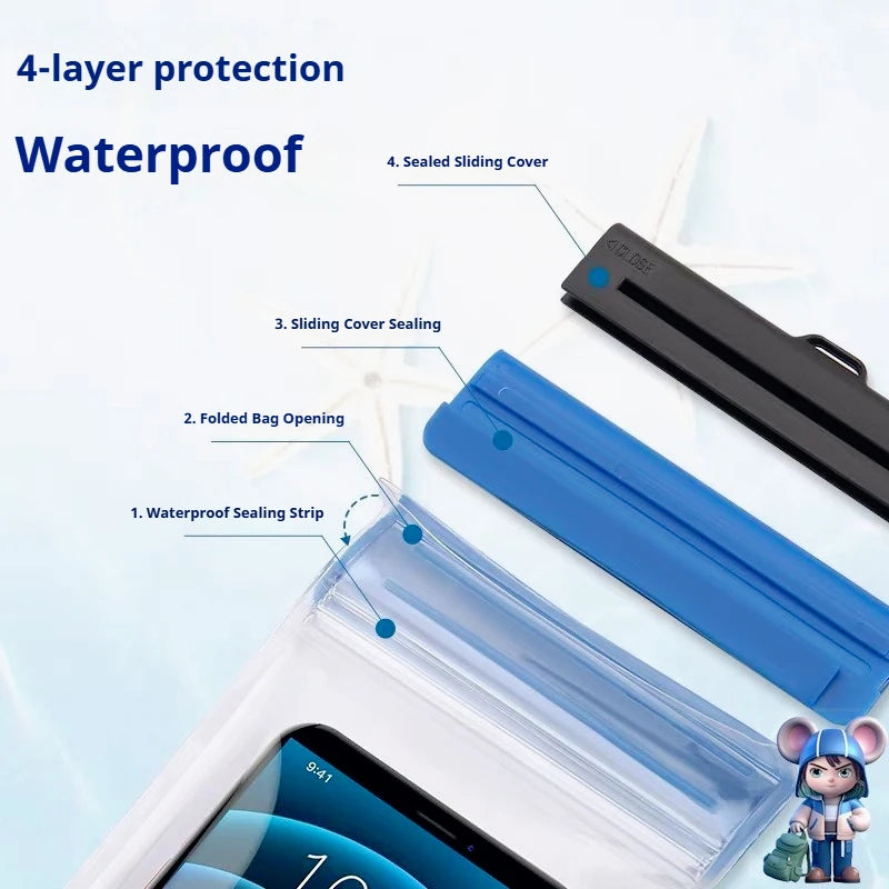 IPX8 Waterproof Phone Pouch TPU Case Touch Screen Diving Bag Underwater Swimming Beach Essential Universal Underwater Photo