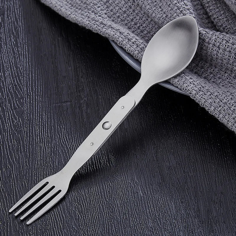 2-in-1 Utility Folding Spork, Spoon & Fork, Camping Utensil for Hiking, Camping or Backpacking
