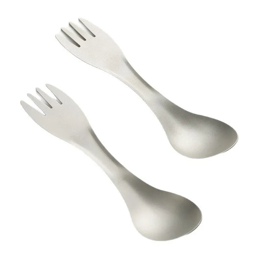 Ultralight Titanium Spork 2-in-1 Spoon & Fork Camping Picnic Travel Tableware Portable Survival Tool for Hiking Backpacking EDC