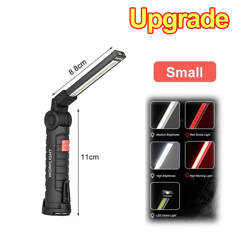 New Portable COB LED Flashlight Magnetic Lantern Hanging Lamp USB Rechargeable Work Light with Built-in Battery Camping Torch
