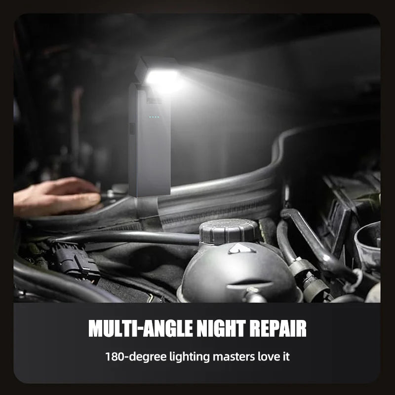 USB Rechargeable Mini LED Light, Magnetic COB Work Flashlight & Clip-On Book Reading Lamp, Night Light for Car Repair, Emergency