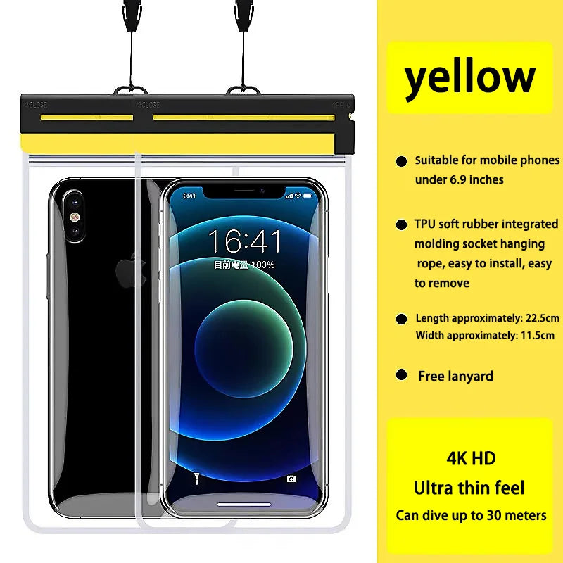 IPX8 Waterproof Phone Pouch TPU Case Touch Screen Diving Bag Underwater Swimming Beach Essential Universal Underwater Photo