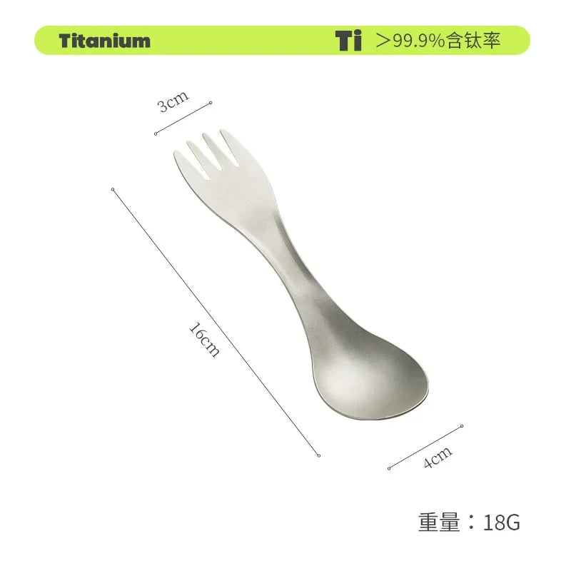 Ultralight Titanium Spork 2-in-1 Spoon & Fork Camping Picnic Travel Tableware Portable Survival Tool for Hiking Backpacking EDC