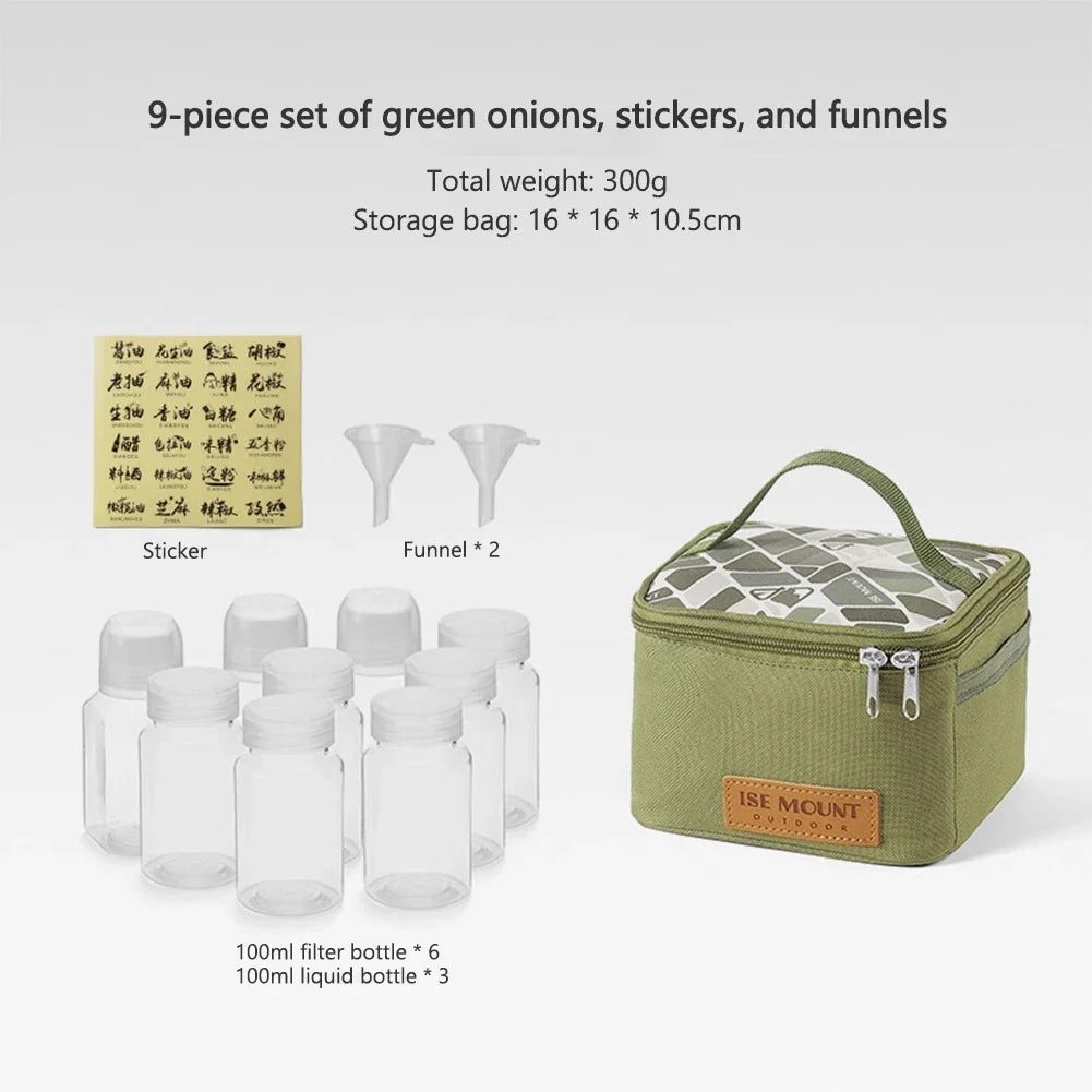Portable Pepper Spice Storage Jars Set Oil Seasoning Containers Bottle Storage Bag For Outdoor Camping BBQ 100ml Liquid Bottle