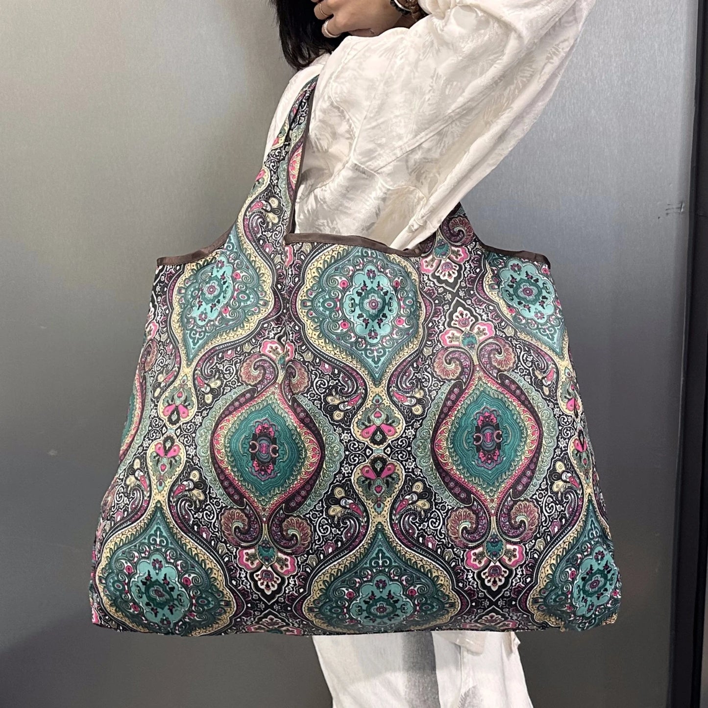 Tote Bag Large Capacity Tote Bag Satchel Lightweight Shopping Bag Printed Pattern Outdoor Foldableable Satchel Camping Style Travel Bag