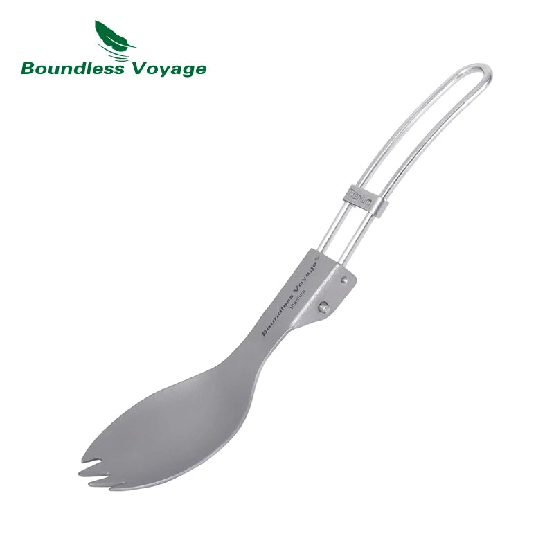Titanium Camping Tableware Portable Cutlery Folding Spoon Fork Spork Chopsticks Outdoor Picnic Flatware Set Boundless Voyage Hot