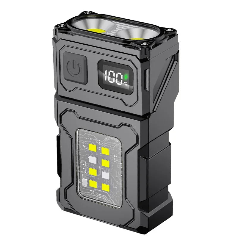 Multifunctional Ajustable Angle LED Flashlight Outdoors Mini Work Light Portable Magnet USB Rechargeable Camping Light