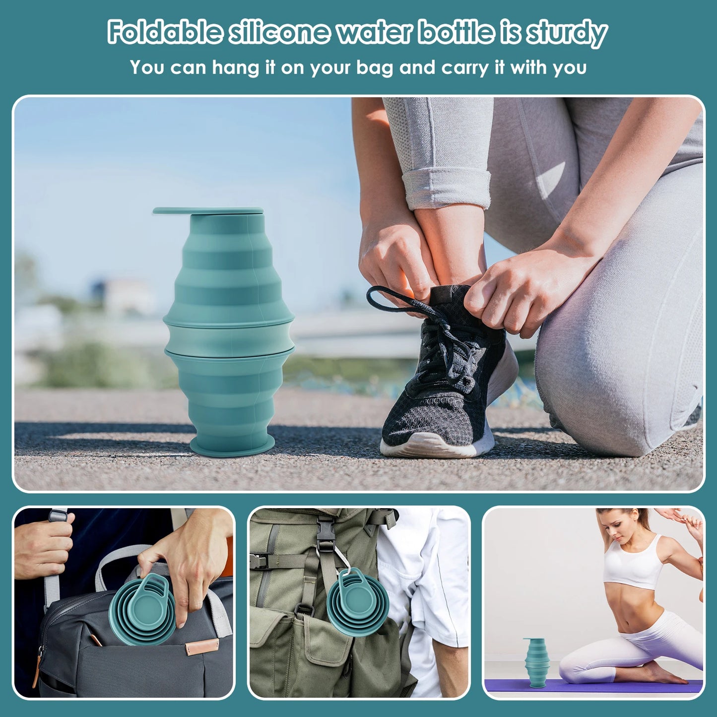 Silicone Water Bottle 500ml Reusable Foldable Water Bottle for Gym Travel Camping Hiking Camping Collapsible Sport Bottles