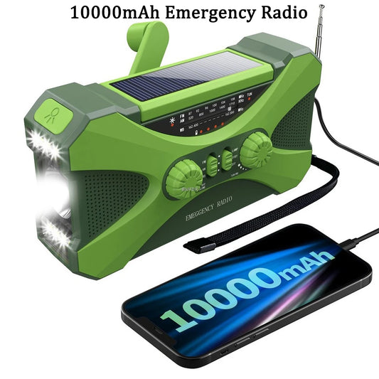 Hot 10000mAh Emergency Radio Weather Solar Hand Crank Radio AM/FM LED Flashlight SOS Alarm Power Bank Speaker Dropshipping