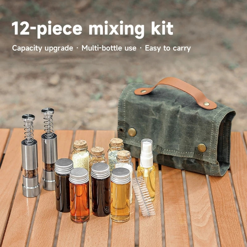 12Pcs Mini Condiment Bottle Condiment Container Set Outdoor Seasoning Bottles Sets Camping Picnics Fishing Barbecue Dropshipping