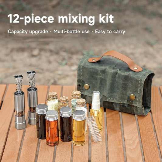 12Pcs Mini Condiment Bottle Condiment Container Set Outdoor Seasoning Bottles Sets Camping Picnics Fishing Barbecue Dropshipping