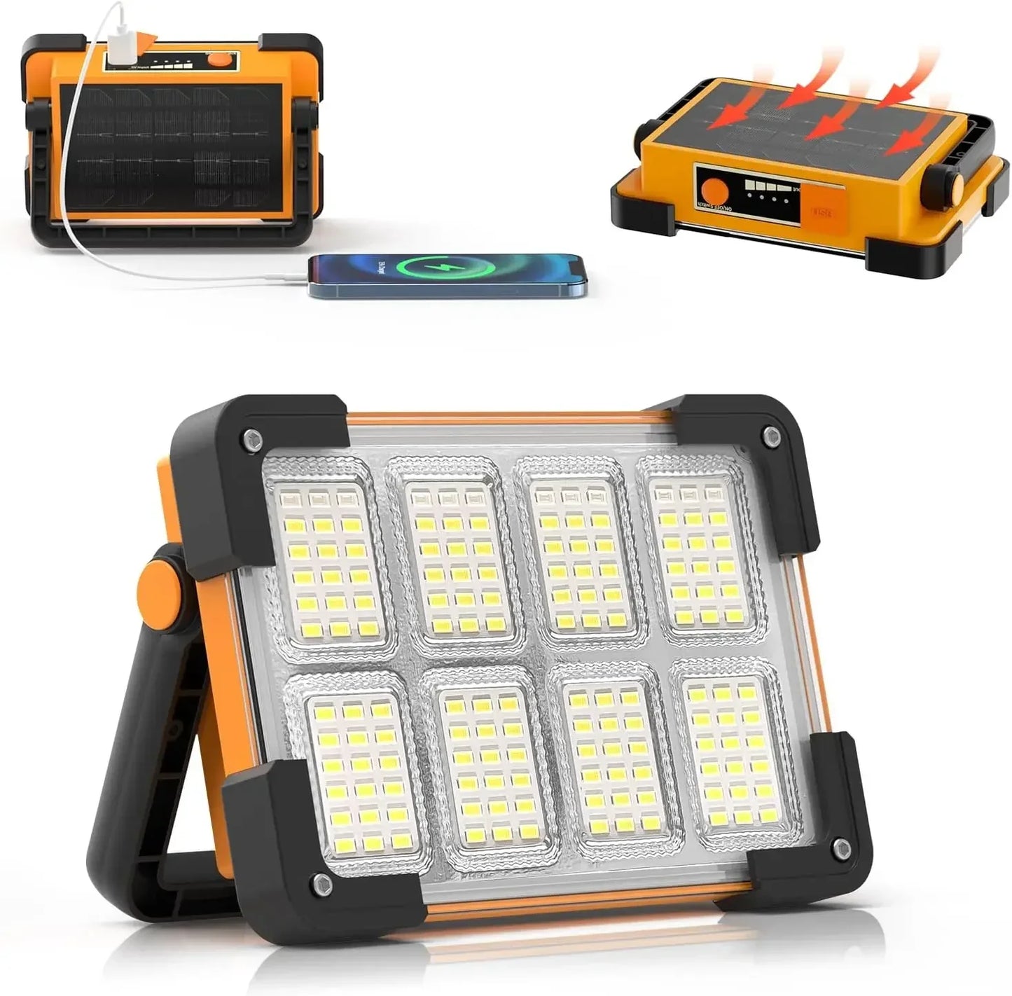 New Rechargeable Solar Flood Light Outdoor Portable LED Reflector Spotlight Rechargeable Projector Floodlight Construction Lamp