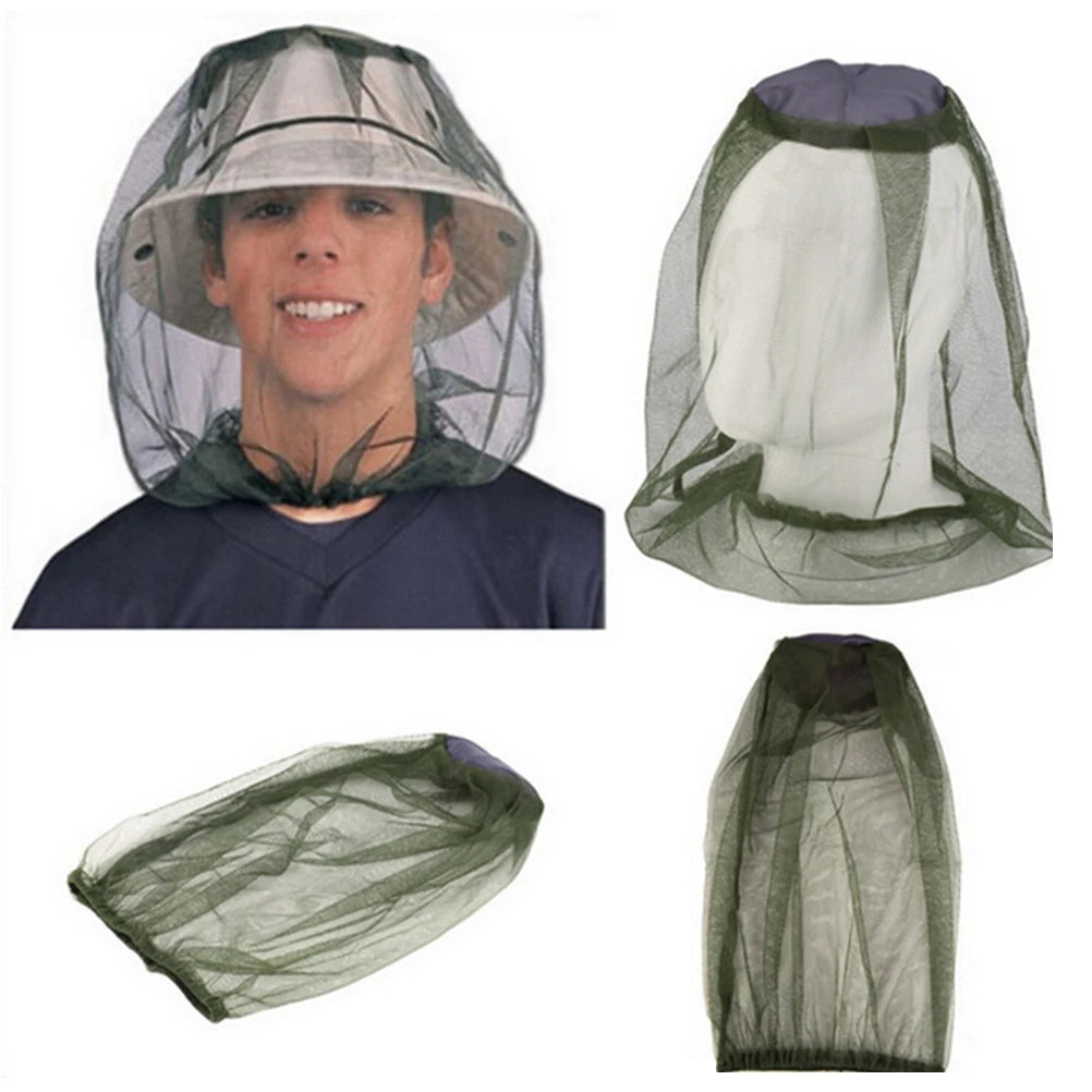 Outdoor Safe Travel Camping Mesh Cap Midge Mosquito Insect Hat Bug Head Net Face Protector