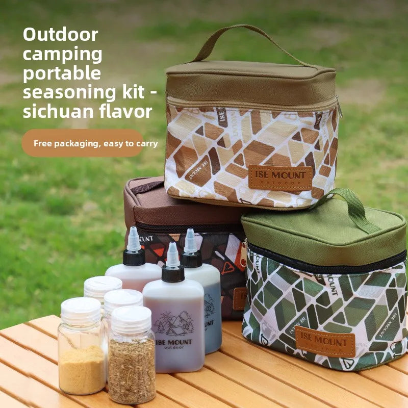 Portable Outdoor Seasoning Storage Bag, Camping Condiment Bottle Organizer, Multifunctional Handbag for Spice Jars and Cosmetics