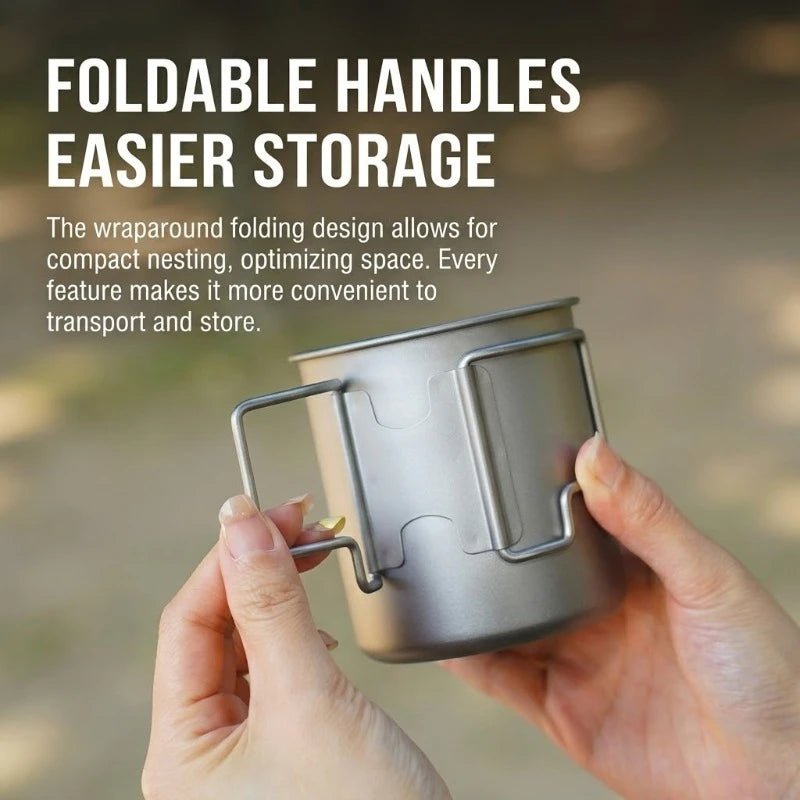 Ultralight 420ml Grade Titanium Pour Over Coffee Kettle Gooseneck Spout Folding Handle for Camping Hiking Travel Boat Travel