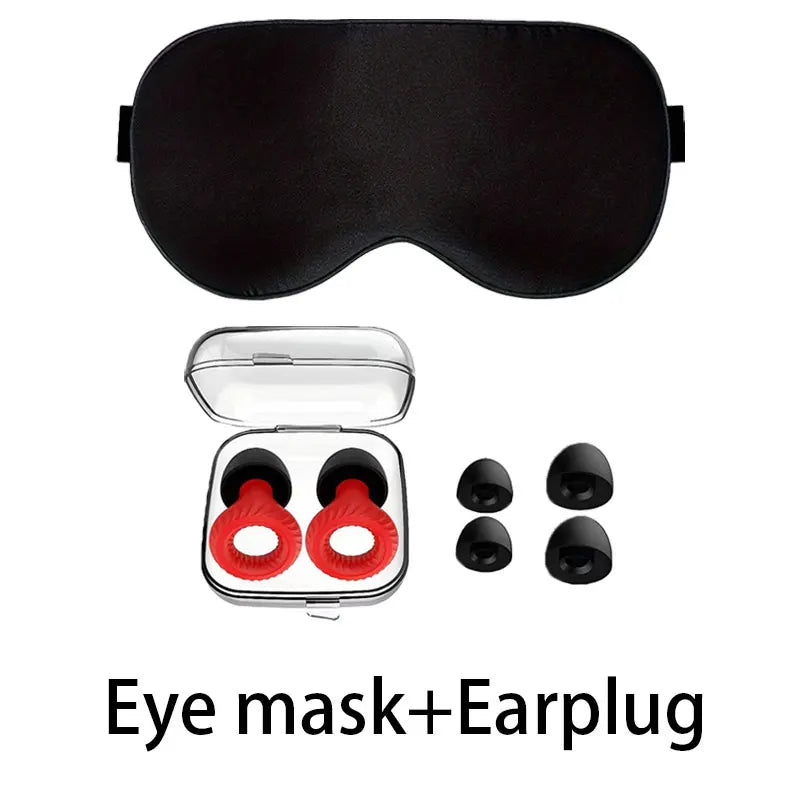 HUAK Sleep Set Soft Eye Mask with Silicone Ear Plugs for Home Travel Office Airplane Noise Reduction Comfortable Travel Accessor