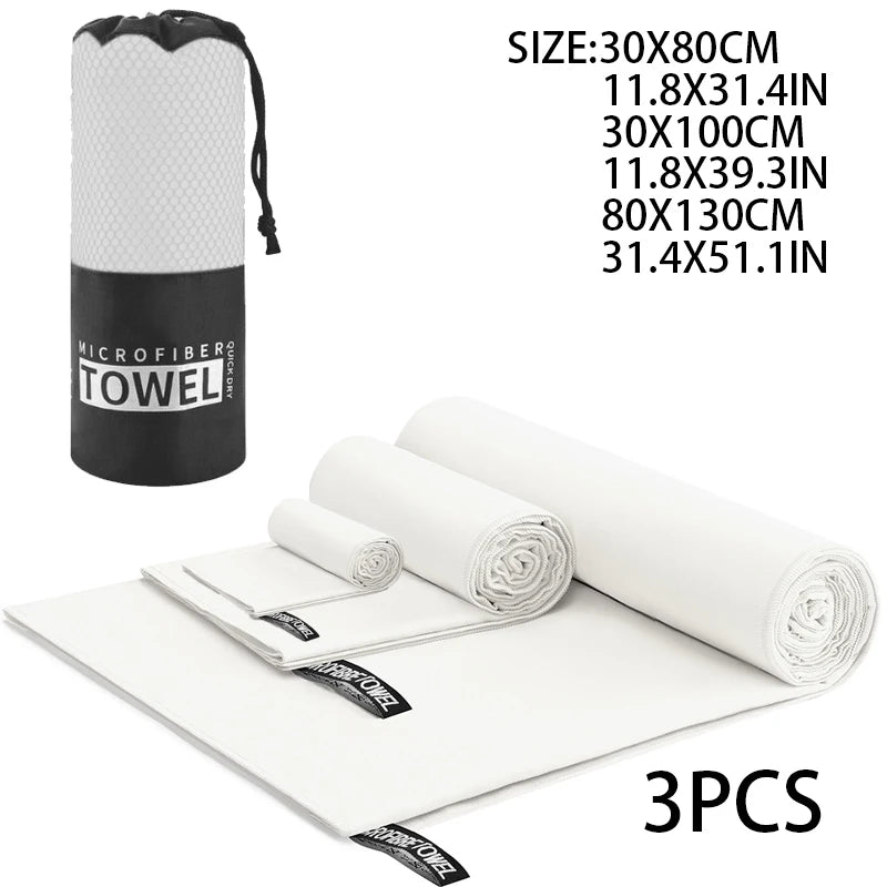 3 Pcs Microfiber Towel Sports Quick-Drying Super Absorbent Camping Towel Super Soft Lightweight Gym Swimming Yoga Beach Towel