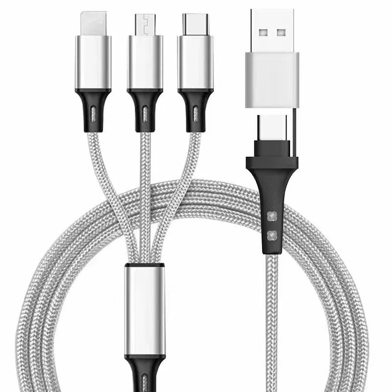 5 in 1 PD USB Fast Charging Cable For iPhone 14 13 12 Xiaomi Android Micro USB Type-C Phone Charger Multi-ports Data Cable