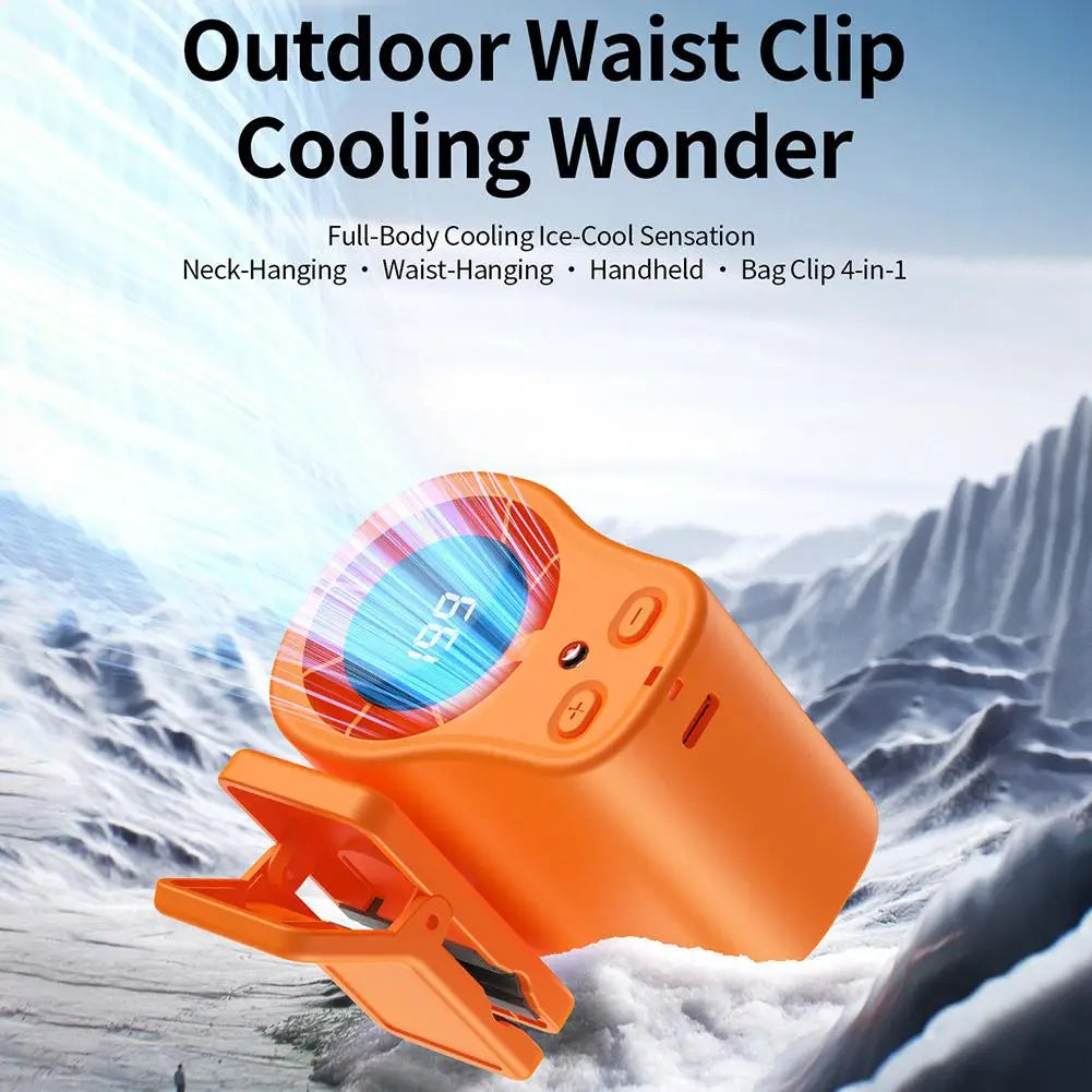 Semiconductor Cooling Car Fan Waist Mounted High-speed Car Clip Fan USB Charging Umbrella Clip Neck Hanging Portable Fan Outdoor