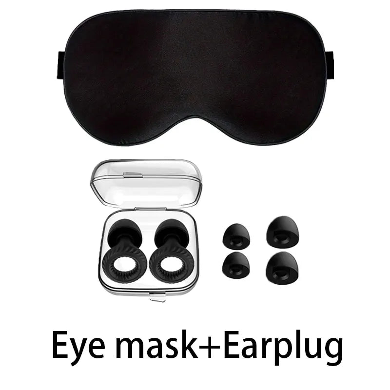 HUAK Sleep Set Soft Eye Mask with Silicone Ear Plugs for Home Travel Office Airplane Noise Reduction Comfortable Travel Accessor