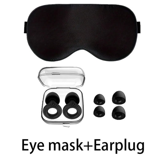 HUAK Sleep Set Soft Eye Mask with Silicone Ear Plugs for Home Travel Office Airplane Noise Reduction Comfortable Travel Accessor
