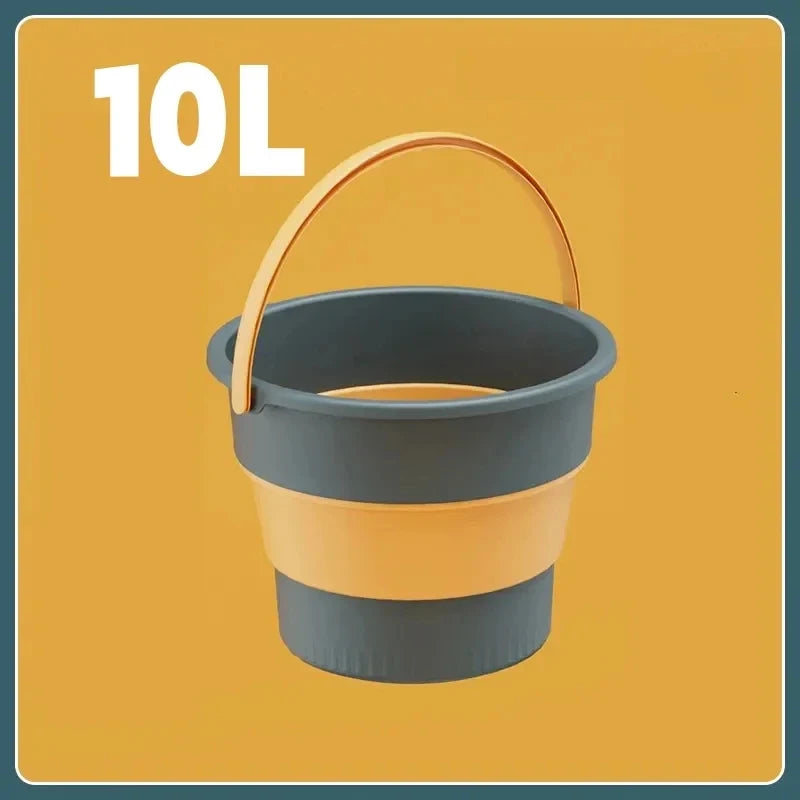 Silicone Folding Bucket 5/10/17L with Cover Multifunctional Water Container for Camping Fishing Car Wash Bathroom
