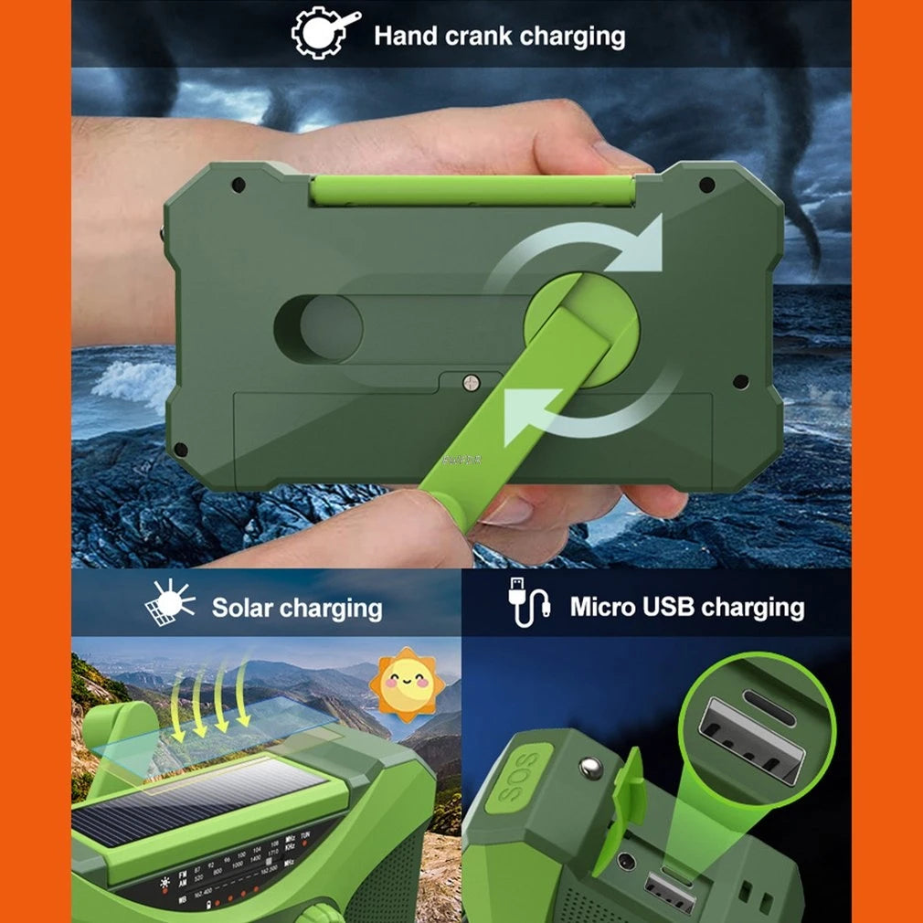 Hot 10000mAh Emergency Radio Weather Solar Hand Crank Radio AM/FM LED Flashlight SOS Alarm Power Bank Speaker Dropshipping