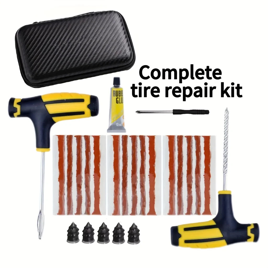 All-Vehicle Repair Kit - Multi-Tool Set with 5 Self-Tapping Screws & Rubber Cement, Portable Flat Tire Fix for Roadside