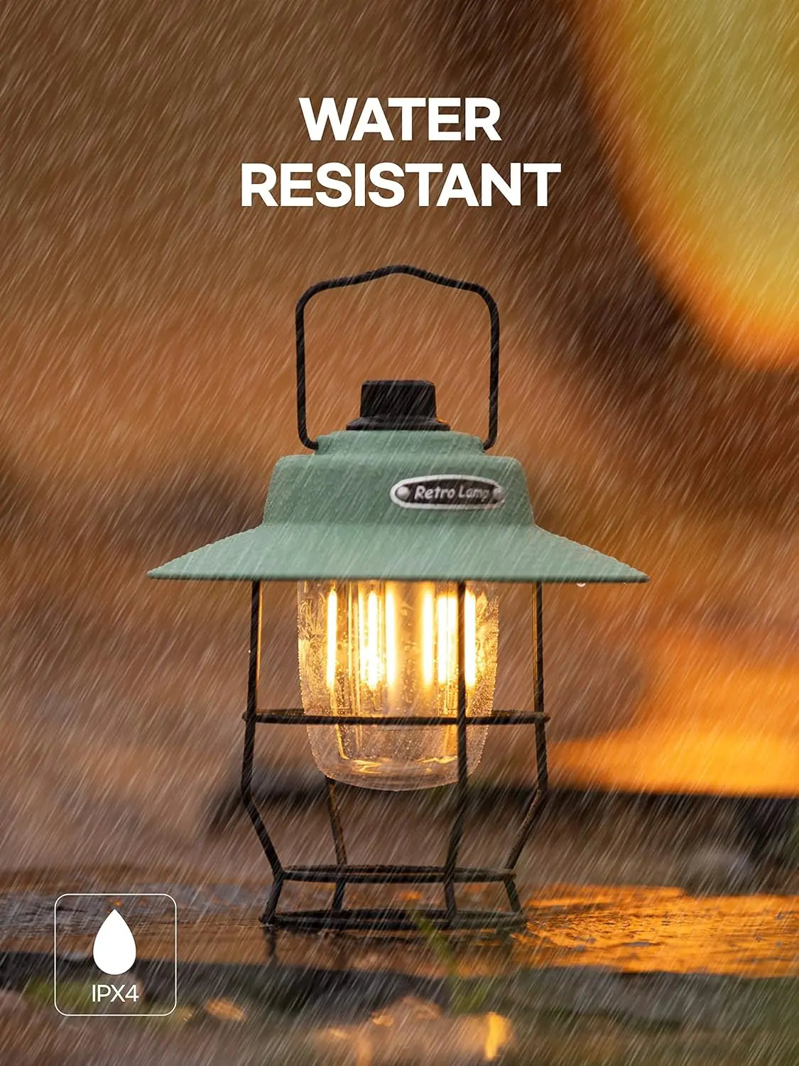 Vintage Portable Lantern LED Camping Lamp Battery Powered Waterproof for Emergency Home Power Hanging Tent Lantern Path Light