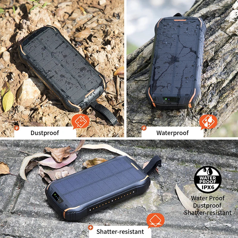 Solar Power Bank 26800mAh Waterproof Portable Wireless Charger 3A Fast Charging Powerbank for iPhone 16 Xiaomi Samsung Poverbank