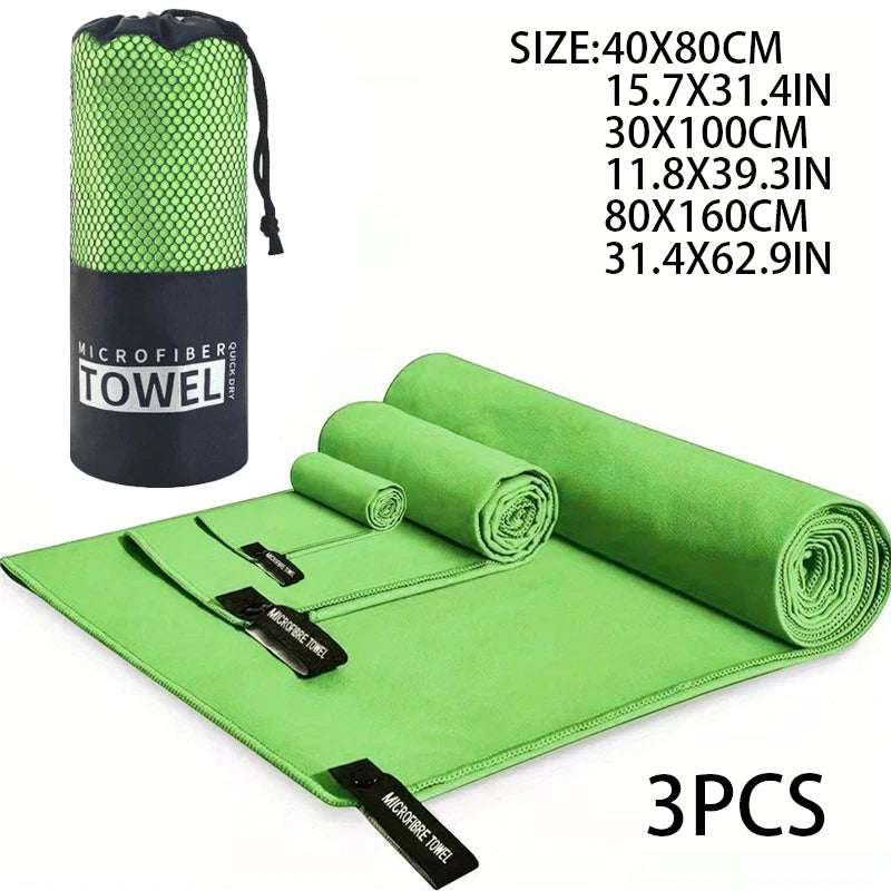 3 Pcs Microfiber Towel Sports Quick-Drying Super Absorbent Camping Towel Super Soft Lightweight Gym Swimming Yoga Beach Towel