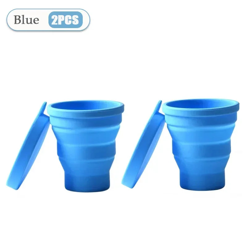 1-10PCS 180ML  Silicone Collapsible Water Cup Outdoor Camping Travel Portable Foldable Lid Coffee Cup Sports Hiking Accessories