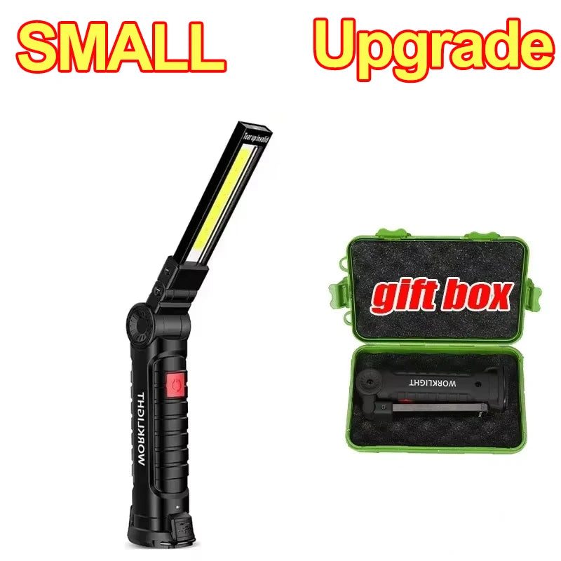 New Portable COB LED Flashlight Magnetic Lantern Hanging Lamp USB Rechargeable Work Light with Built-in Battery Camping Torch