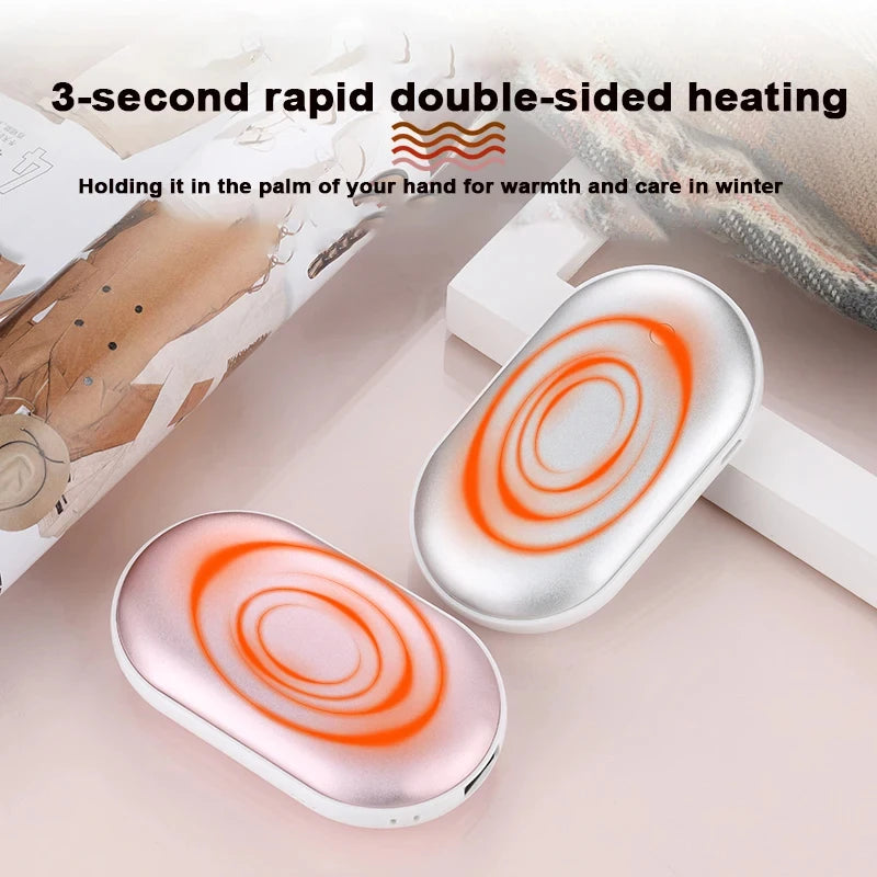 Portable USB Rechargeable Pebble Heater, Power Bank, Double-Sided Hand Warmer (Portable/Winter/Hiking)