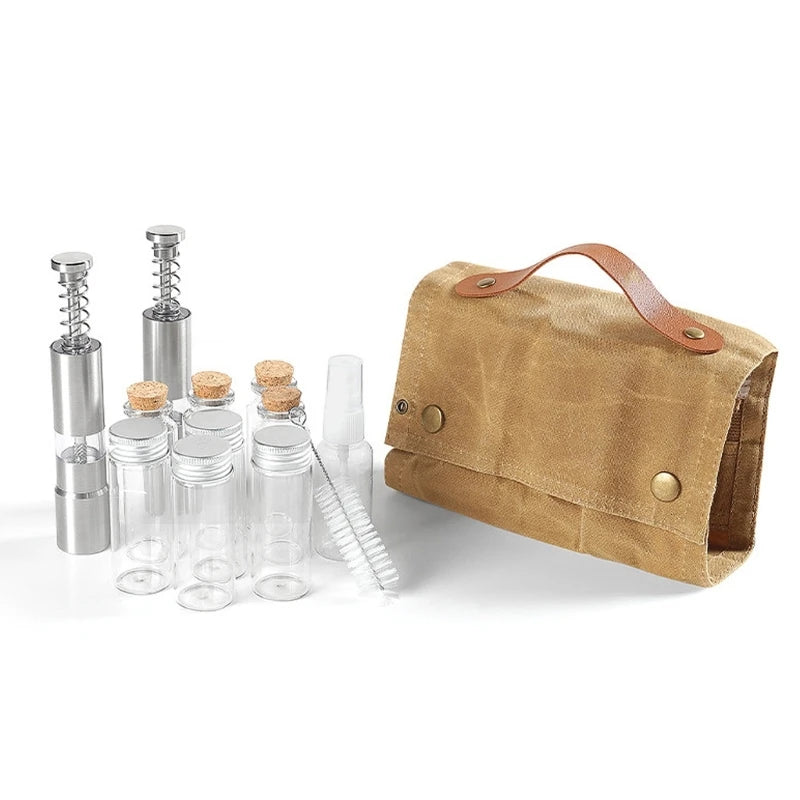12Pcs Mini Condiment Bottle Condiment Container Set Outdoor Seasoning Bottles Sets Camping Picnics Fishing Barbecue Dropshipping
