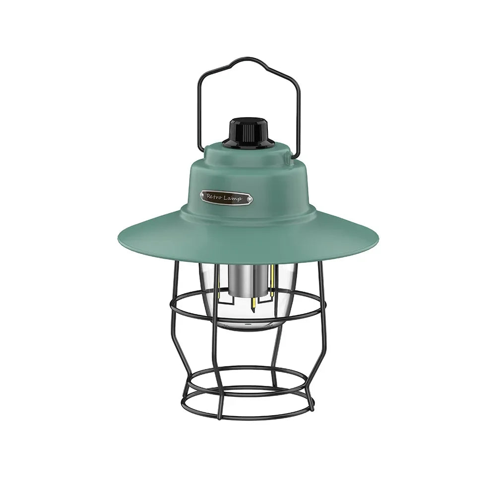 Vintage Portable Lantern LED Camping Lamp Battery Powered Waterproof for Emergency Home Power Hanging Tent Lantern Path Light