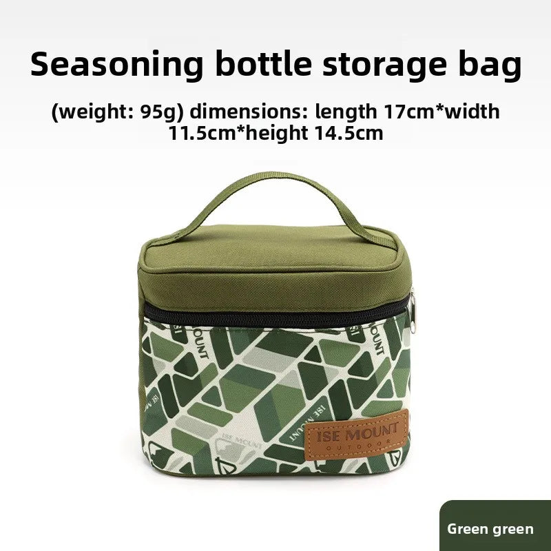 Portable Outdoor Seasoning Storage Bag, Camping Condiment Bottle Organizer, Multifunctional Handbag for Spice Jars and Cosmetics