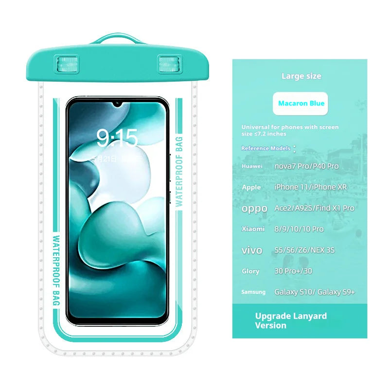 Waterproof Phone Pouch, 8.3" Waterproof Phone Case for iPhone 16 15 14 13 Pro Max, IPX8 Cellphone Dry Bag Beach Cruise Ship Esse