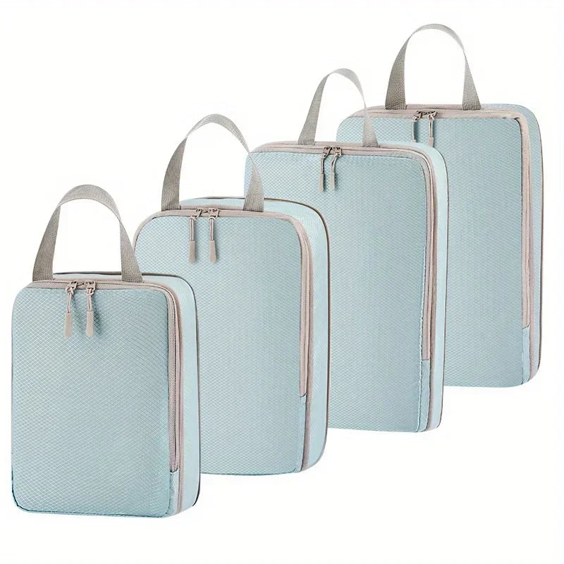 4Pcs/set Compression Packing Cubes Set for Suitcase Expandable Travel Luggage Storage Bags Travel Accessories Organizers