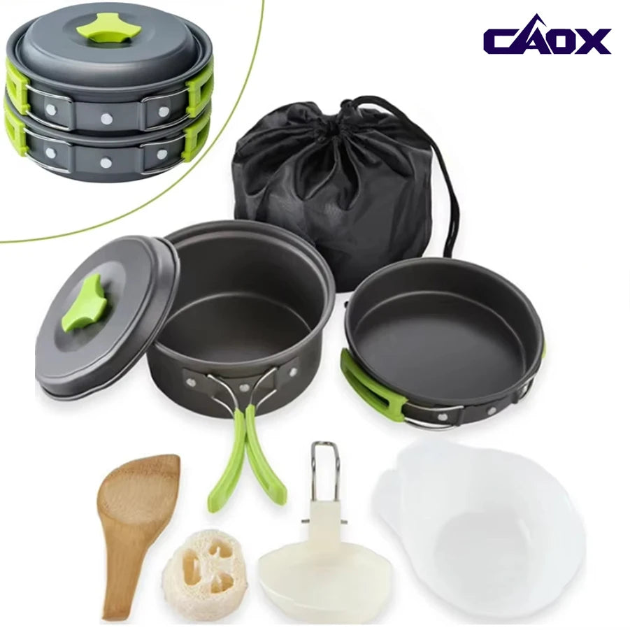 CAOX amping Cookware Set Backpacker's Cooking Set: Portable, Durable Outdoor Cookware with Tableware and Handy Storage Bag