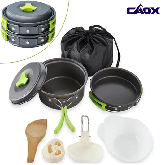 CAOX amping Cookware Set Backpacker's Cooking Set: Portable, Durable Outdoor Cookware with Tableware and Handy Storage Bag