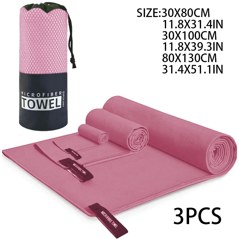 3 Pcs Microfiber Towel Sports Quick-Drying Super Absorbent Camping Towel Super Soft Lightweight Gym Swimming Yoga Beach Towel