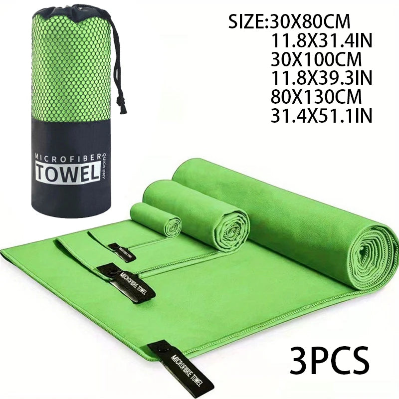 3 Pcs Microfiber Towel Sports Quick-Drying Super Absorbent Camping Towel Super Soft Lightweight Gym Swimming Yoga Beach Towel