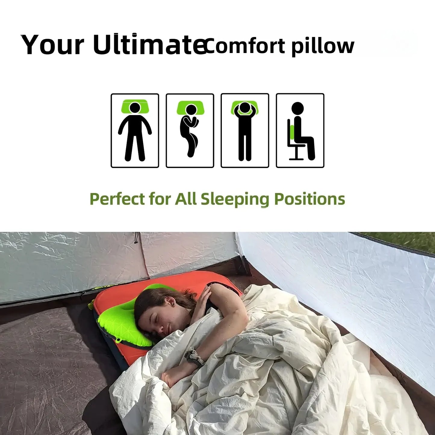 Inflatable Camping Travel Pillow Ultralight Portable Backpacking Pillow for Neck Lumbar Support Camp Hiking Sleeping